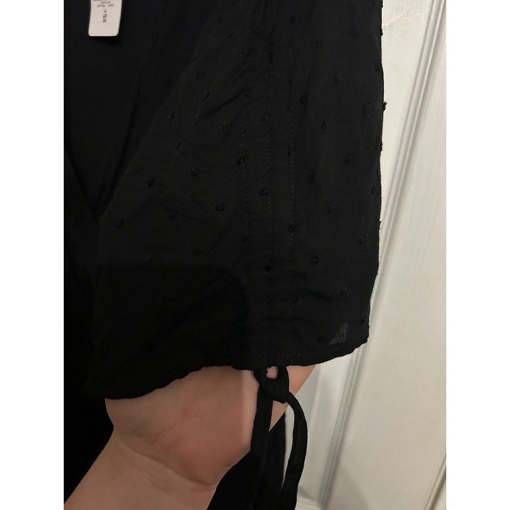 NWT Torrid 4 Dress 26 Midi Swiss Linen Surplice Wrap Dress V-Neck Wrap Tie Black - Picture 8 of 16